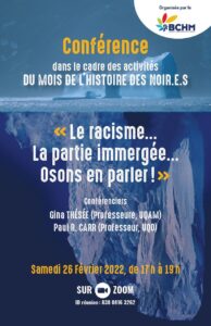 Lire la suite à propos de l’article Conférence « Le racisme … La partie immergée … Osons en parler »